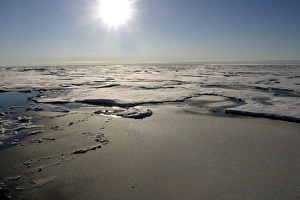 Images Dated 27th August 2003: Ice Floe - and sun North Svalbard, Spitzbergen, Norway