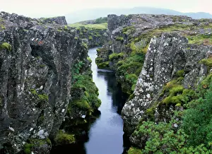 Scandinavia Prints: Iceland - crack in Earth's crust at point where Tectonic plates join