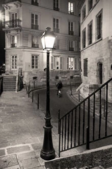 Illuminated Side street in Paris, Ile-de-France