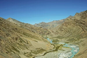 India, Ladakh, scenic rugged landscape with