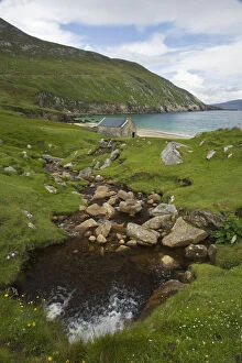 Ireland, Achill Island. A stream runs down