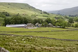 Farm Buildings Prints: Isolated farm buildings North Yorkshire Moors near Kirby Stephen UK