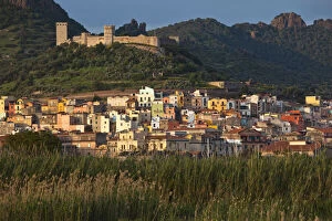 Italy, Sardinia, Bosa. Town view with Castello