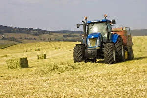 Harvesting Gallery: Italy, Tuscany, Tractor Harvesting Hay in