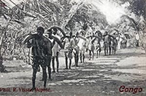 Ivory hunting, Congo, old postcard probably 1920s