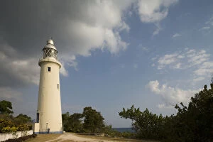 Jamaica, Negril, Afternoon sun lights lighthouse