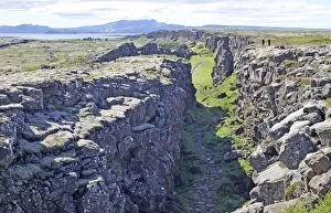 JD-19848 Iceland. Thingvellir (Pingvellir) National Park, showing the ravine edge which is part of the mid-Atlantic