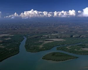 JPF-13666 Aerial - King Sound: mangrove-lined river & hills Kimberley region