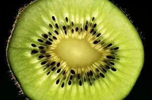 Kiwi Fruit - cross section showing seeds