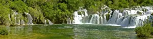 Croatia Prints: Krka waterfall panoramic view of lowest step of skradinski buk waterfall Krka National Park