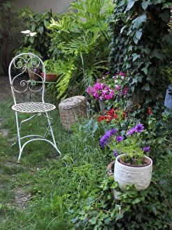 LA-1521 Garden - with flowers and chair