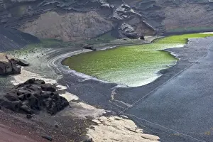 Canary Islands Prints: The Lago Verde / Green Lake - The water contains micro organisms and a green mineral called Olivine - Lanzarote - March