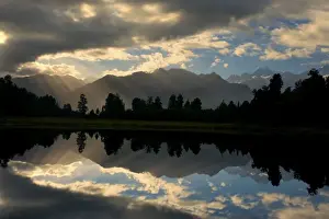 Lake Matheson perfect reflection of the Southern Alps in Lake Matheson Westland National Park, West Coast, South Island, New Zealand