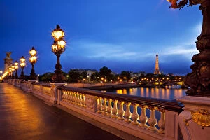 Lamps along Pont Alexandre III over River