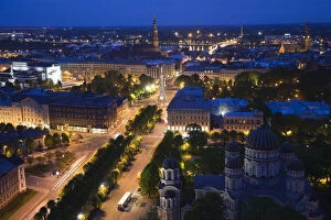 Baltic Gallery: Latvia, Riga, elevated view of Old Riga