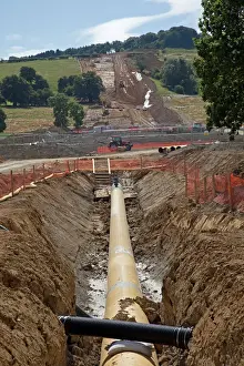 Industry Prints: Laying new natural gas pipeline - Wormington to Sapperton pipeline project - near Winchcombe - Cotswolds - UK