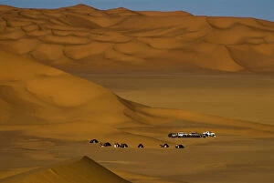 Dune Gallery: Libya, Fezzan, tourist camp among the dunes