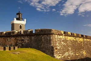 Lighthouse in historic El Morro Fort in