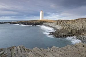 Lighthouse Kalfshamarsvik with basalt rocks - Peninsula