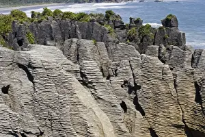 Layers Prints: Limestone outcrops on cliffs. Punakaiki South Island - New Zealand
