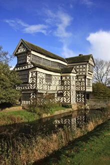 Images Dated 27th October 2008: Little Moreton Hall with its moat - A tudor timber-framed ma