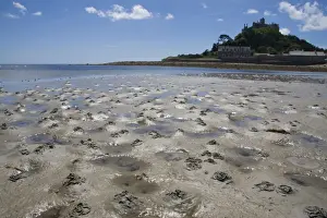 Kilbey Prints: Lugworm casts - photographed at low tide with St Michael's Mount in the background