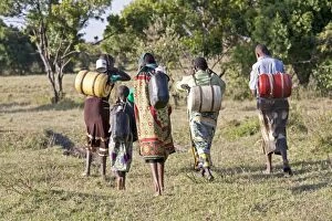 Images Dated 9th January 2009: Maasai girls carrying water from small stream