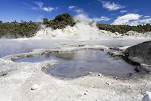 MAB-315 Hells Gate / Tikitere Maori owned geothermal reserve - boiling mud pools and sulphur lake