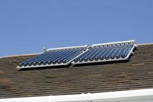 MAB-850 Solar thermal panels with evacuated tubes on roof of Worcestershire House provide domestic hot water