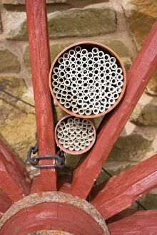 MAB-961 Insect house - habitat with hollow tubes of varying sizes to attract bees, ladybirds lacewings on house wall
