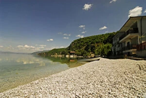 Macedonia, Ohrid. Houses built on the shore