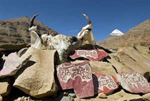 Images Dated 11th June 2006: Mani stone mound Mt Kailash Tibet