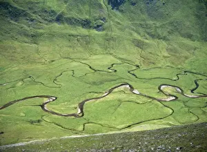 Meandering Prints: Meandering RIver In mountain valley, Upper Glen Clova Angus, Scotland