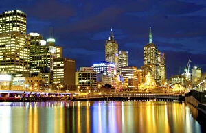 Melbourne, Australia. A nighttime view of