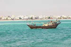 Middle East, Arabian Peninsula, Al Batinah South. Traditional dhow in the harbor at Sur, Oman. (Editorial Use Only) Date: 28-10-2019