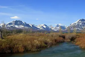 Middle fork flathead river. Glacier National Park - Montana - USA. Borders Waterton Lakes National Park - Aberta - Canada. Waterton-Glacier International Peace World Heritage site