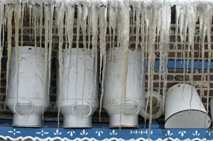 Icicle Prints: milk cans with icicles, Staphorst NL