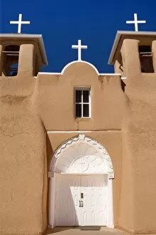 Mission San Francisco de Asis - front with entrance portal of this beautiful mission in adobe building style