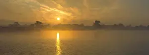 Misty Sunrise Over Hickling Broad Norfolk UK