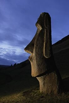 Images Dated 3rd November 2004: Moai at dusk in the quarry of Rano Raraku volcano
