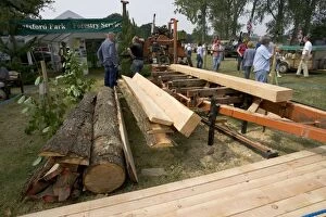 Mobile saw for sawing logs at Moreton-in-Marsh