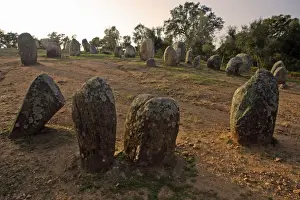 Monoliths Cromlech of Almendres - Megalithic stone circle beside Guadalupe, Alentejo, Portugal