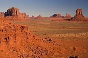 Monument Valley - panoramic view into Monument Valley with its famous sandstone buttes from the North Window