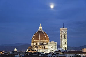 Moonrise and Florence Cathedral, Basilica