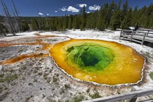 Images Dated 8th June 2013: Morning Glory Pool - and tourist Upper Geyser Basin