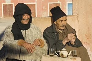 Berber Gallery: Morocco - Two Berber in Tafraoute enjoy their mint