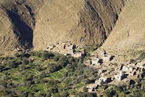 Morocco - Berber village and terraced fields in