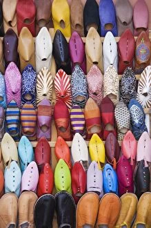 Images Dated 8th February 2007: Morocco - Displayed shoes in a shop in the souks of
