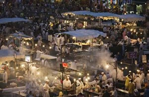 Images Dated 3rd April 2006: Morocco - Food stalls at Djemaa El Fna, Marrakesh's
