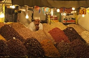 Morocco - Market stall selling dried fruit and
